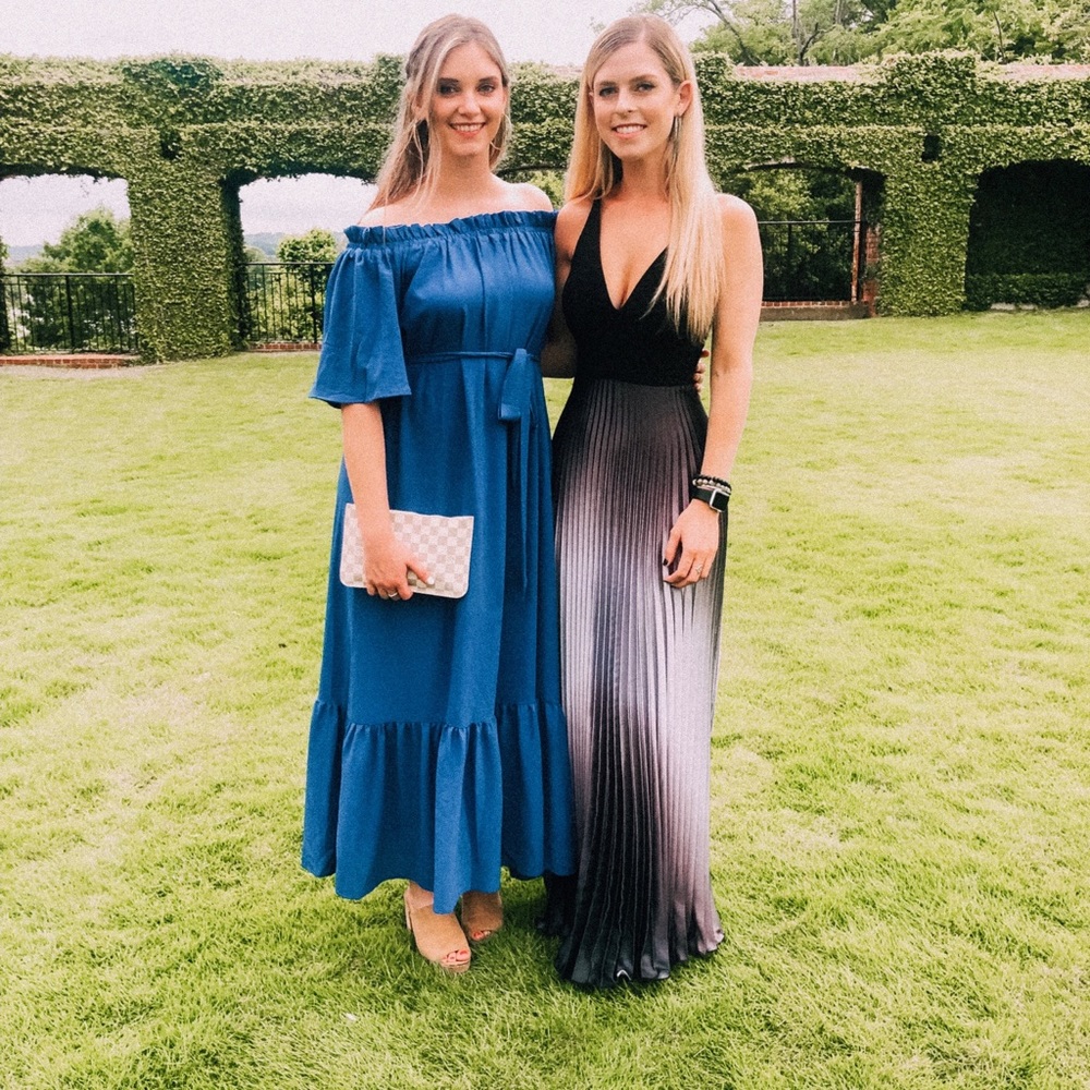 Blue off the shoulder maxi dress!
